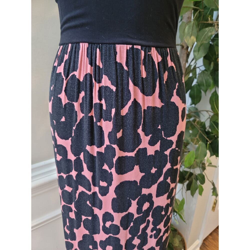 Loft Maxi Dress Women's Size Small Black Pink Scoop Neck Sleeveless Stretchy - Picture 5 of 11